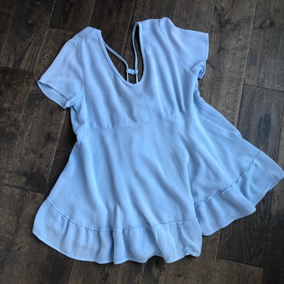 Paper Crane Tops - Gauzy, boho, cut out back top, gorgeous blue - S